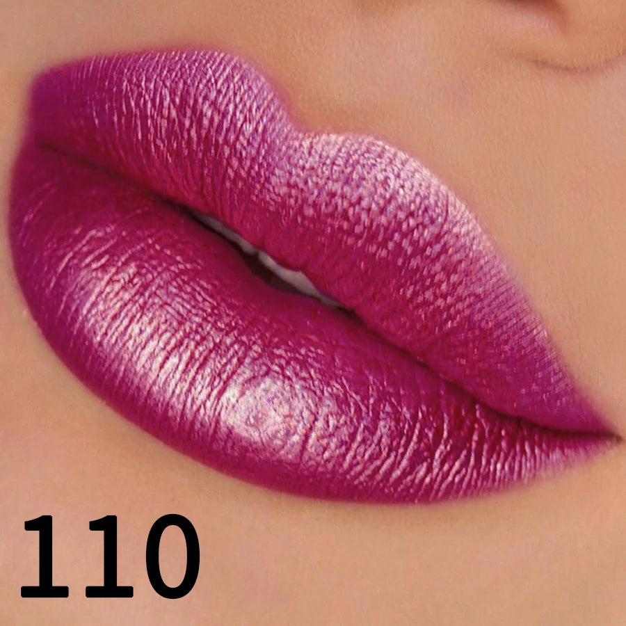 Rouge à Lèvres Pailleté 19 Couleurs – Hydratant & Brillant | Fini Métallisé Haute Pigmentation