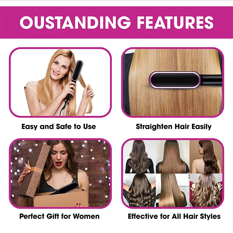 ✨ Brosse Lissante Électrique ROFAELEC – Céramique Chauffante Rapide & Antibrûlure
