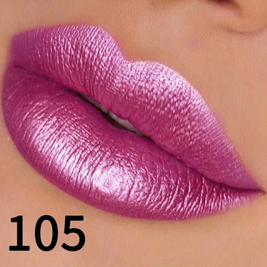 Rouge à Lèvres Pailleté 19 Couleurs – Hydratant & Brillant | Fini Métallisé Haute Pigmentation