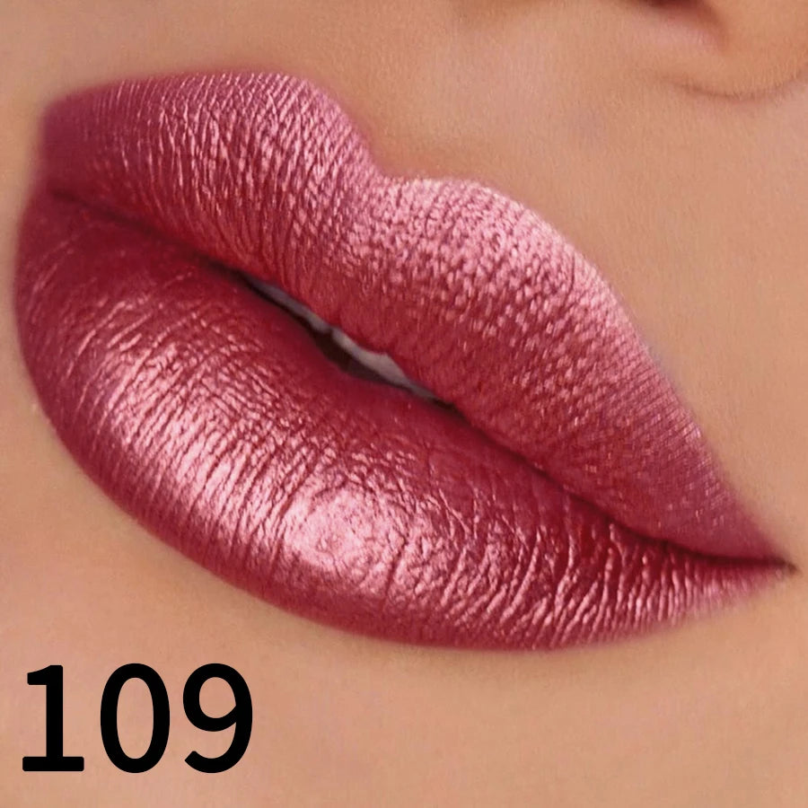 Rouge à Lèvres Pailleté 19 Couleurs – Hydratant & Brillant | Fini Métallisé Haute Pigmentation
