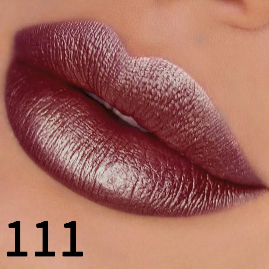 Rouge à Lèvres Pailleté 19 Couleurs – Hydratant & Brillant | Fini Métallisé Haute Pigmentation