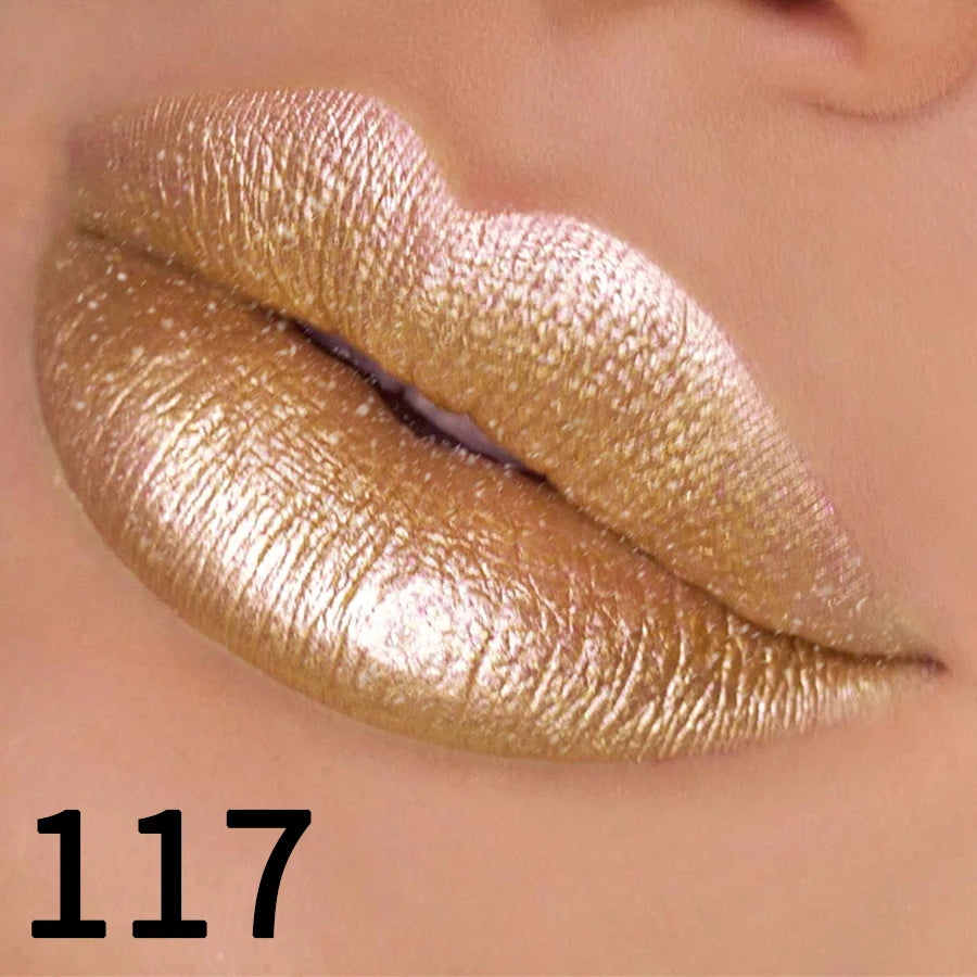 Rouge à Lèvres Pailleté 19 Couleurs – Hydratant & Brillant | Fini Métallisé Haute Pigmentation