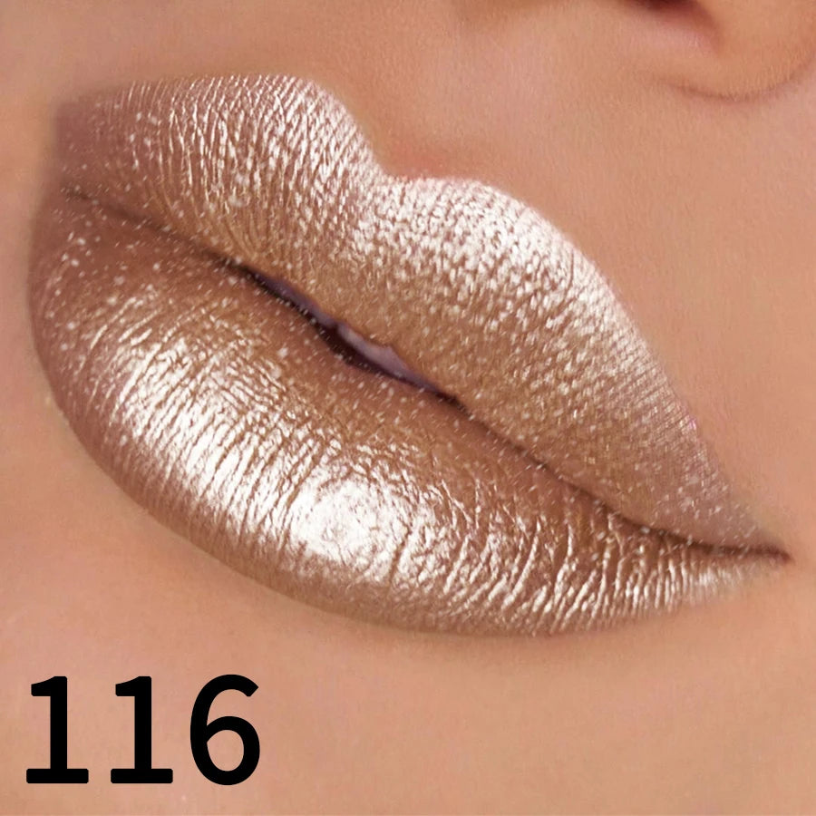 Rouge à Lèvres Pailleté 19 Couleurs – Hydratant & Brillant | Fini Métallisé Haute Pigmentation