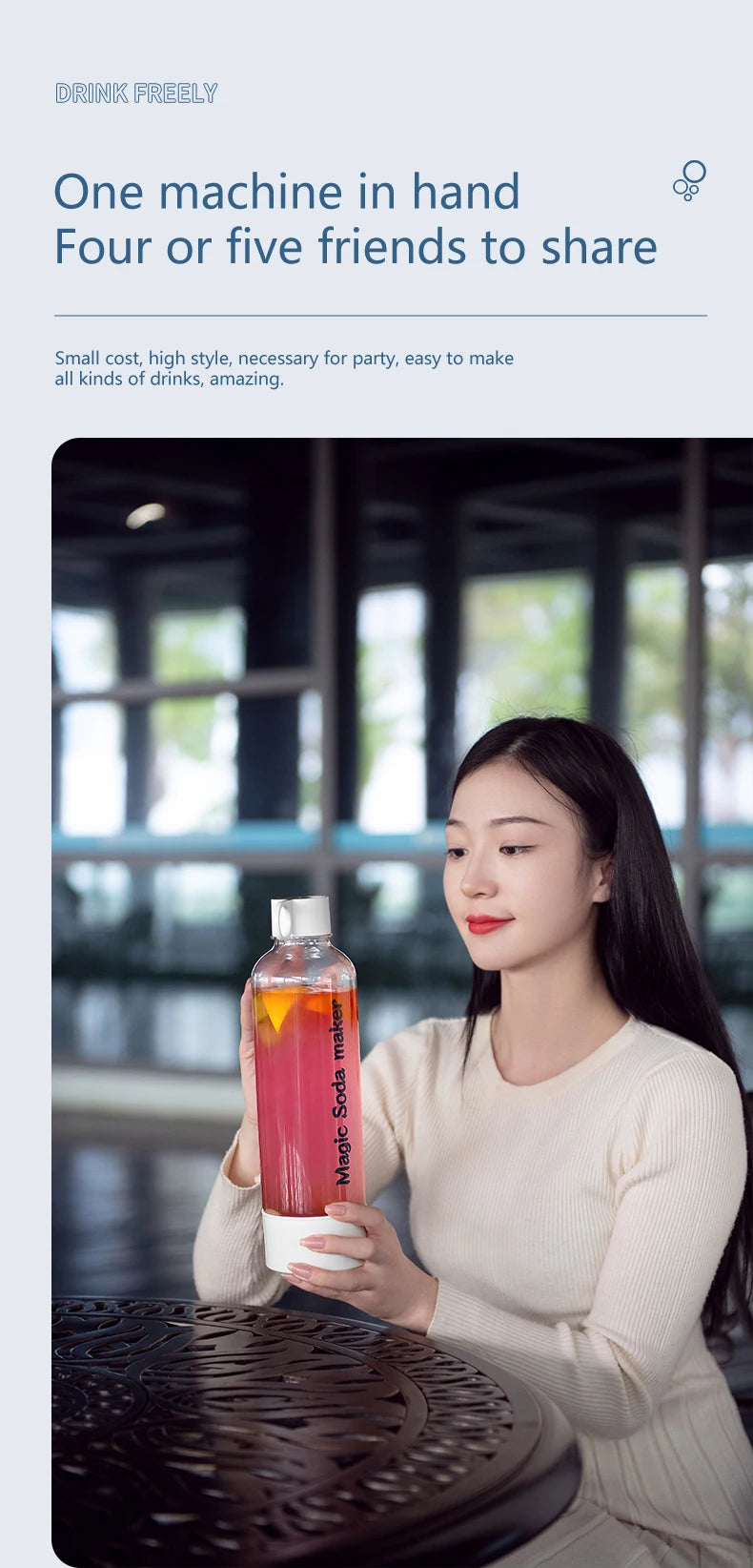 Nouvelle Machine à Soda Portable – Eau Gazeuse Fraîche à la Maison ou en Extérieur