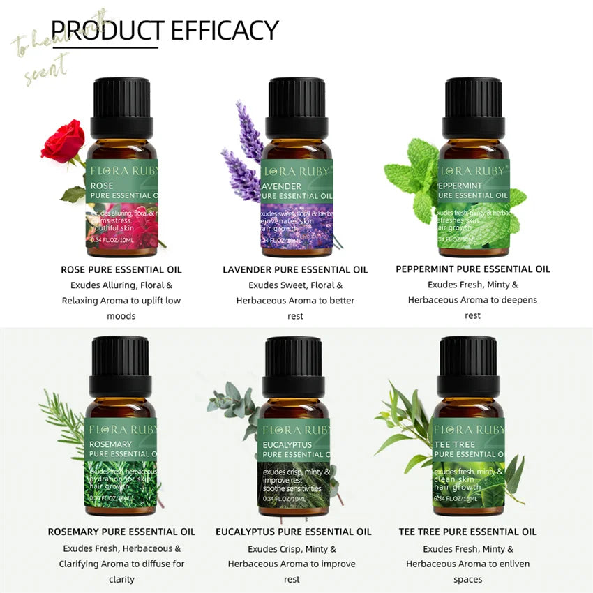🌿 Coffret d’Huiles Essentielles Pures – 10 ml | Diffuseurs & Soins