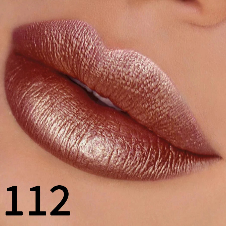 Rouge à Lèvres Pailleté 19 Couleurs – Hydratant & Brillant | Fini Métallisé Haute Pigmentation