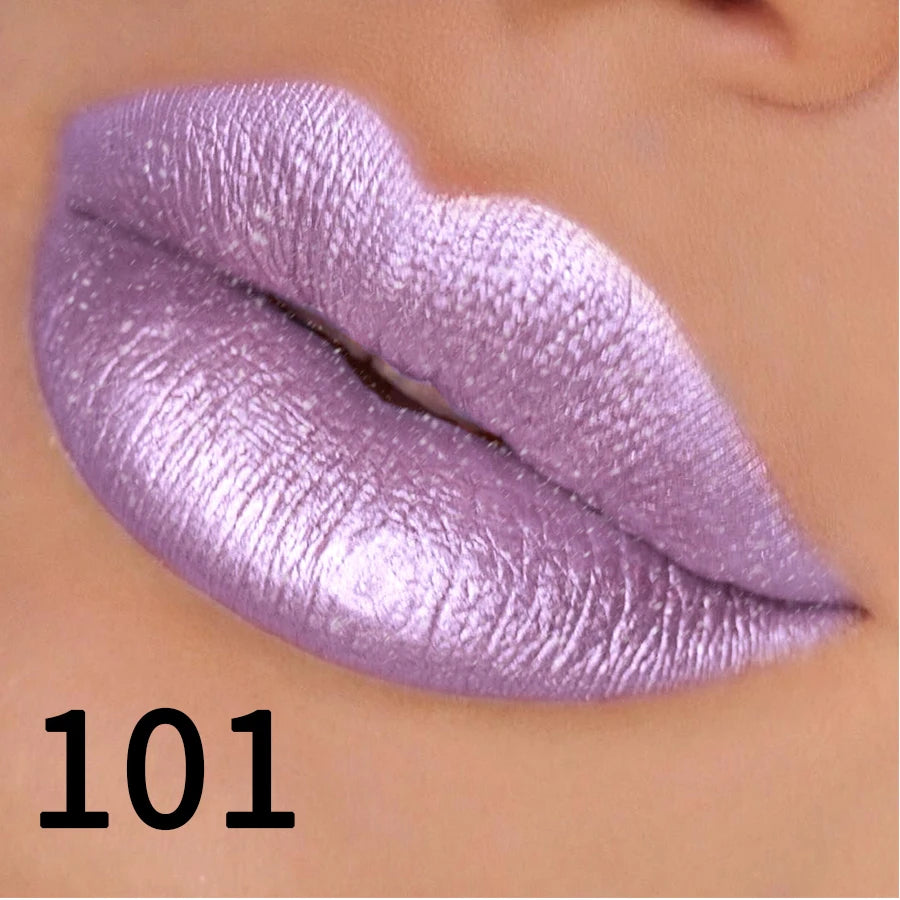 Rouge à Lèvres Pailleté 19 Couleurs – Hydratant & Brillant | Fini Métallisé Haute Pigmentation