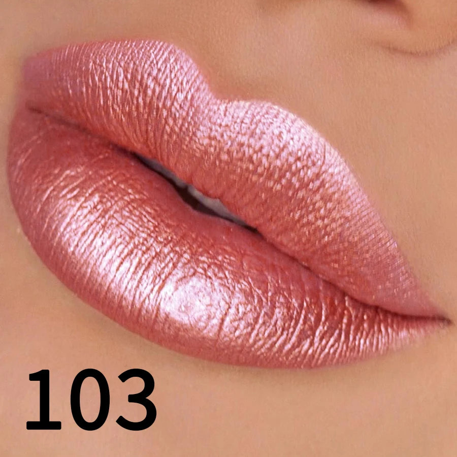Rouge à Lèvres Pailleté 19 Couleurs – Hydratant & Brillant | Fini Métallisé Haute Pigmentation
