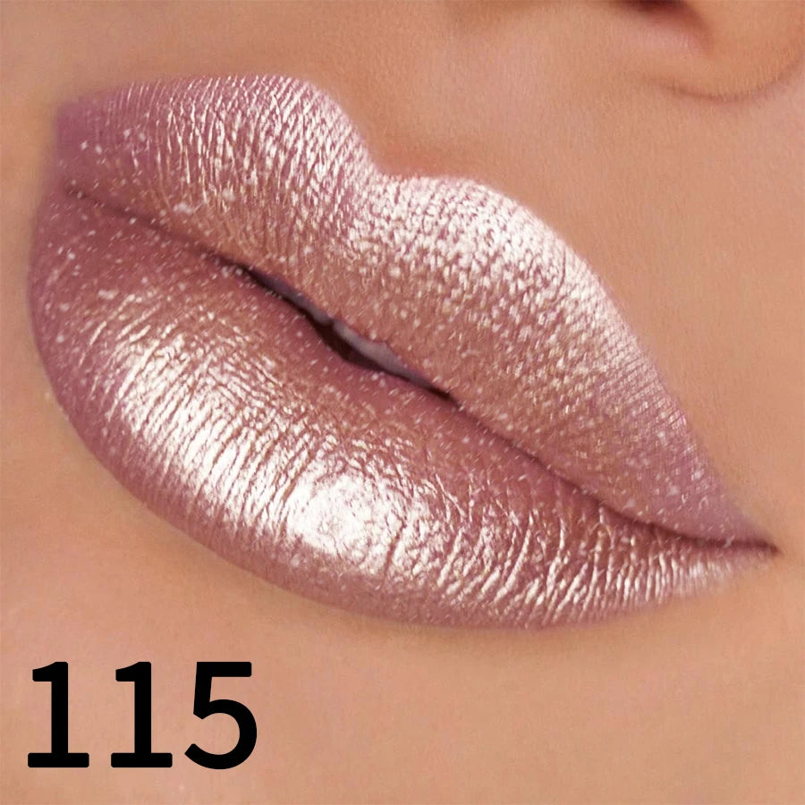 Rouge à Lèvres Pailleté 19 Couleurs – Hydratant & Brillant | Fini Métallisé Haute Pigmentation