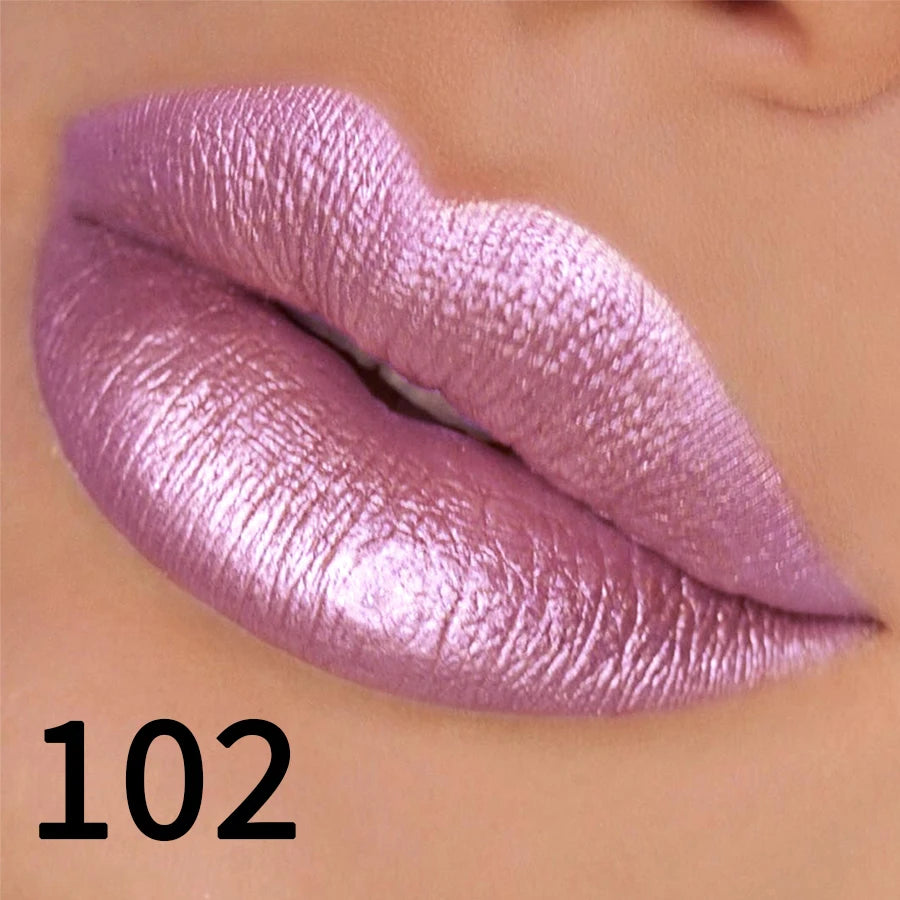 Rouge à Lèvres Pailleté 19 Couleurs – Hydratant & Brillant | Fini Métallisé Haute Pigmentation