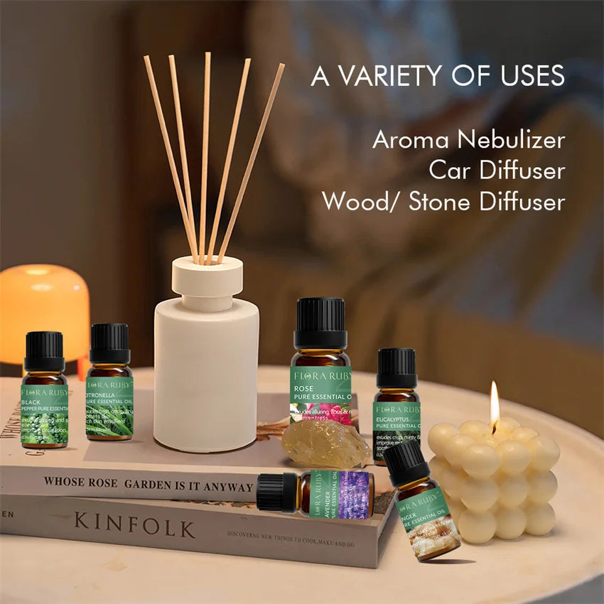 🌿 Coffret d’Huiles Essentielles Pures – 10 ml | Diffuseurs & Soins