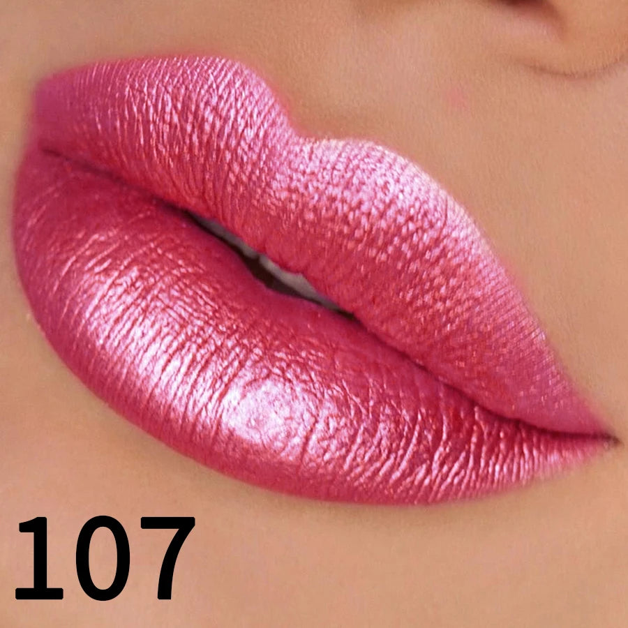 Rouge à Lèvres Pailleté 19 Couleurs – Hydratant & Brillant | Fini Métallisé Haute Pigmentation
