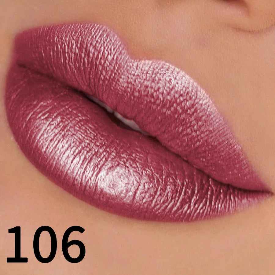 Rouge à Lèvres Pailleté 19 Couleurs – Hydratant & Brillant | Fini Métallisé Haute Pigmentation