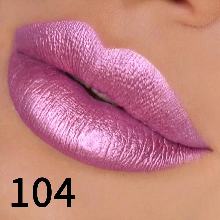 Rouge à Lèvres Pailleté 19 Couleurs – Hydratant & Brillant | Fini Métallisé Haute Pigmentation