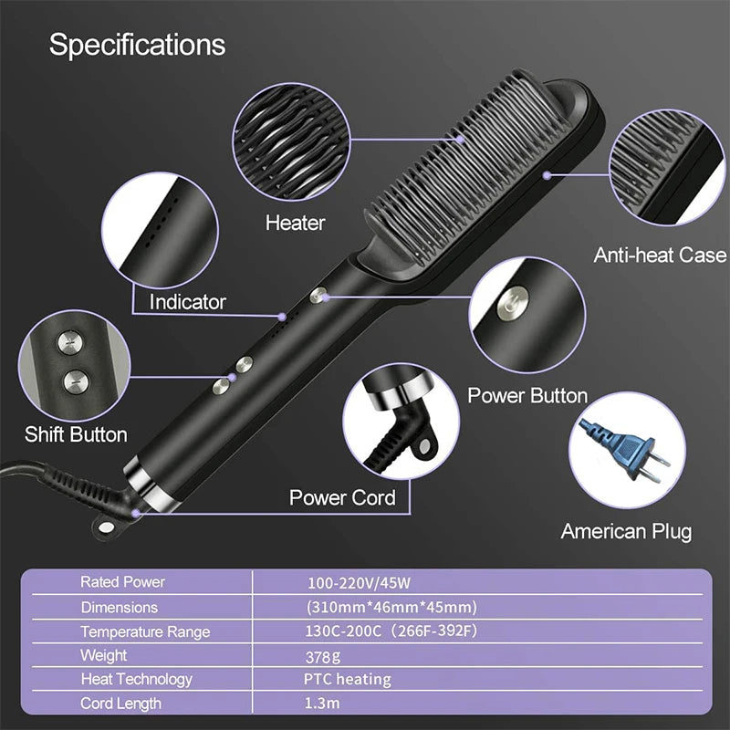 ✨ Brosse Lissante Électrique ROFAELEC – Céramique Chauffante Rapide & Antibrûlure