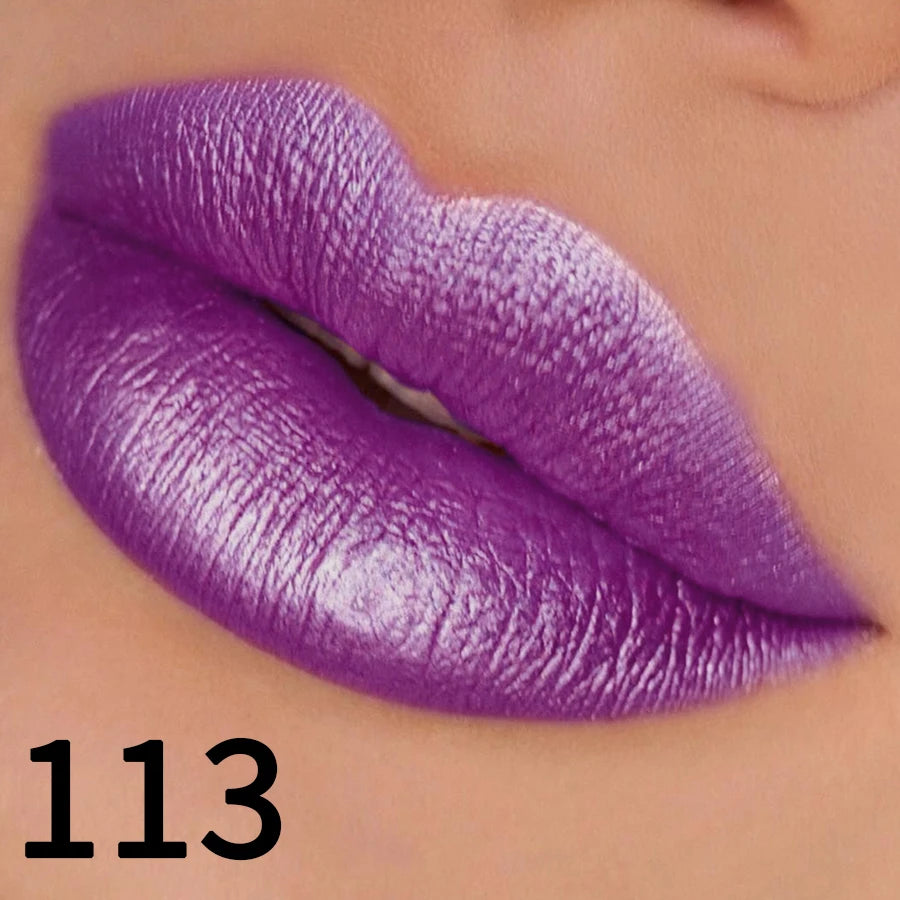 Rouge à Lèvres Pailleté 19 Couleurs – Hydratant & Brillant | Fini Métallisé Haute Pigmentation