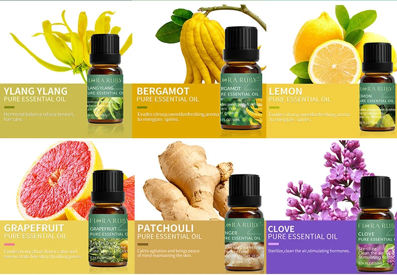 🌿 Coffret d’Huiles Essentielles Pures – 10 ml | Diffuseurs & Soins