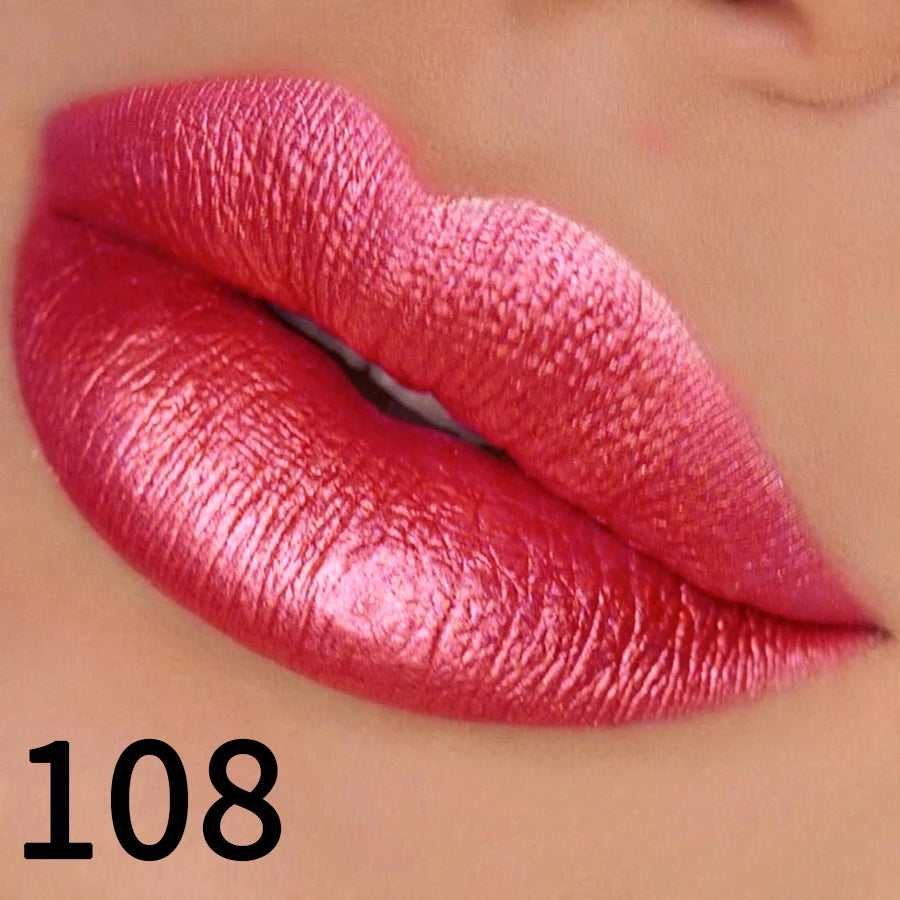 Rouge à Lèvres Pailleté 19 Couleurs – Hydratant & Brillant | Fini Métallisé Haute Pigmentation
