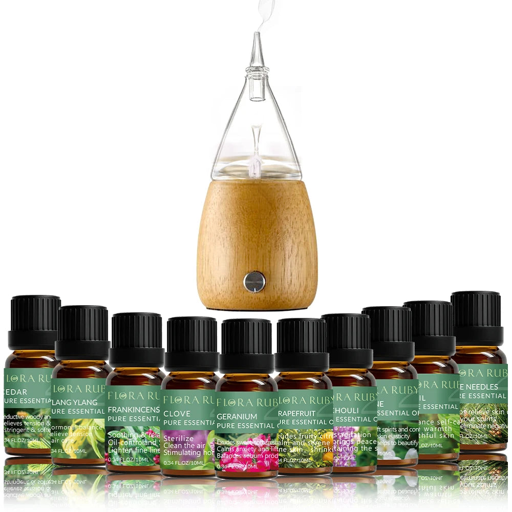 🌿 Coffret d’Huiles Essentielles Pures – 10 ml | Diffuseurs & Soins
