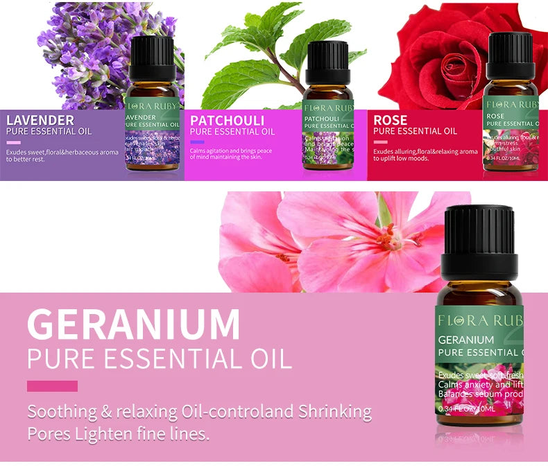 🌿 Coffret d’Huiles Essentielles Pures – 10 ml | Diffuseurs & Soins