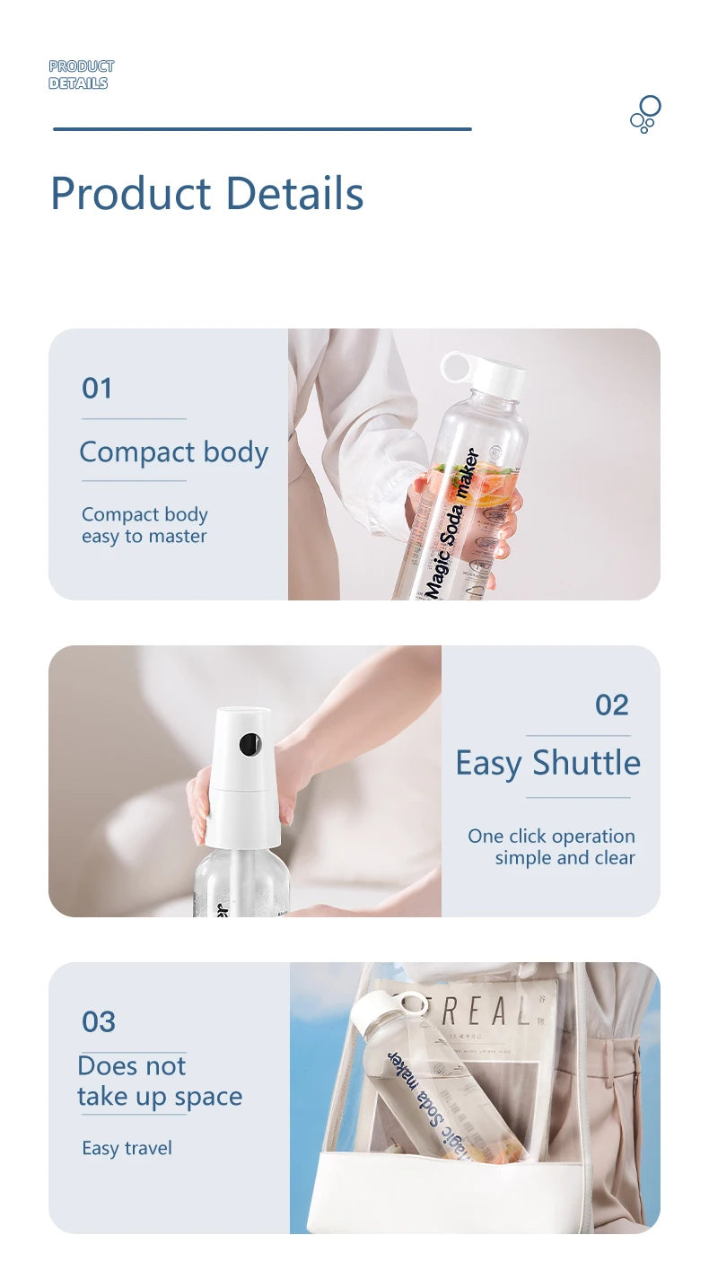 Nouvelle Machine à Soda Portable – Eau Gazeuse Fraîche à la Maison ou en Extérieur