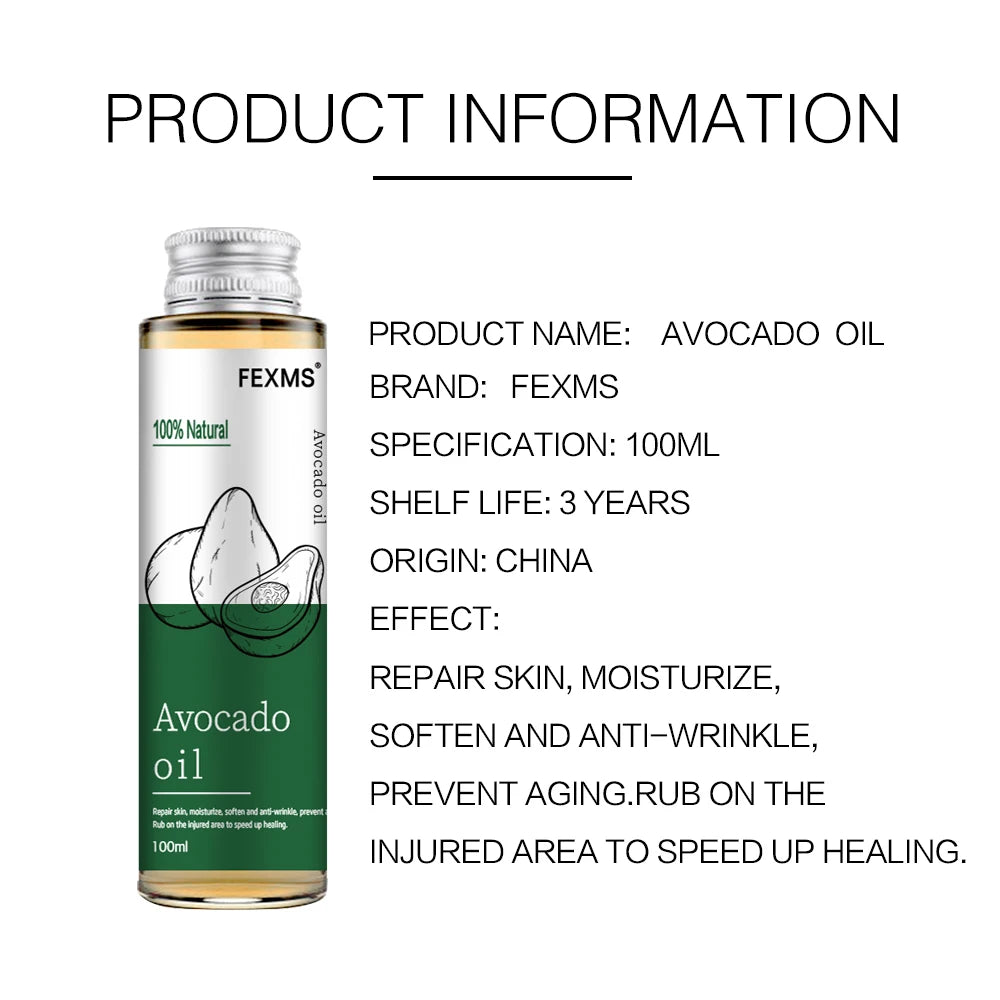 🌿 Huile d'Avocat pour Cheveux et Peau – 100 % Pure & Naturelle