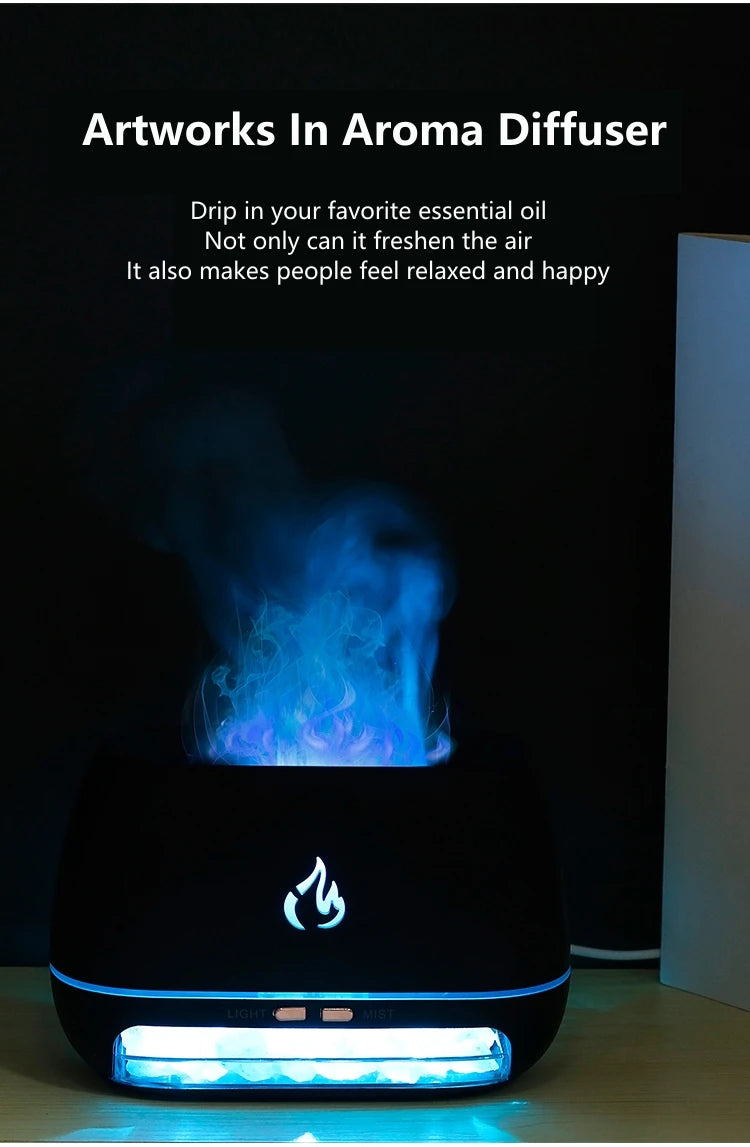 🔥 Diffuseur d'Arômes Ultrasonique Mini – Effet Flamme 3D & Brume Apaisante