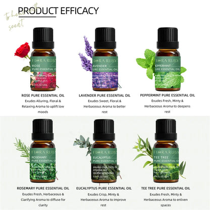 🌿 Coffret d’Huiles Essentielles Pures – 10 ml | Diffuseurs & Soins