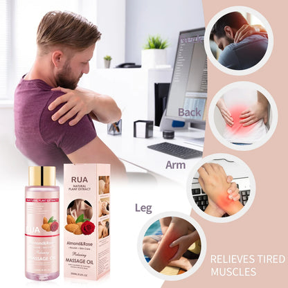 🌿 Huile de Massage Relaxante 255 ml – Amande & Rose | Hydratante & Apaisante
