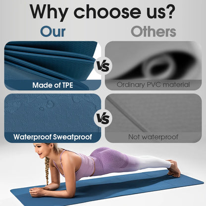 🧘‍♀️ Tapis de Yoga TPE Antidérapant – Pliable, Confortable & Facile à Nettoyer