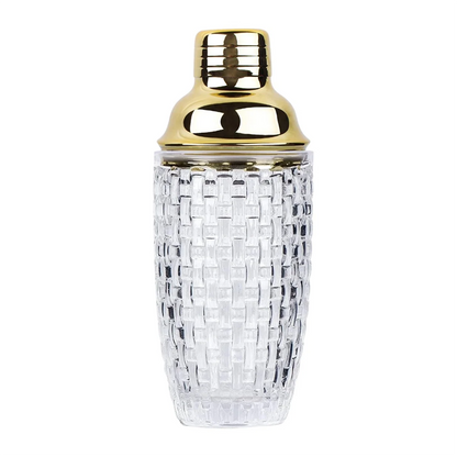 🍸 Shaker à Cocktails en Verre 13 oz – Set Élégant avec Finitions Dorées