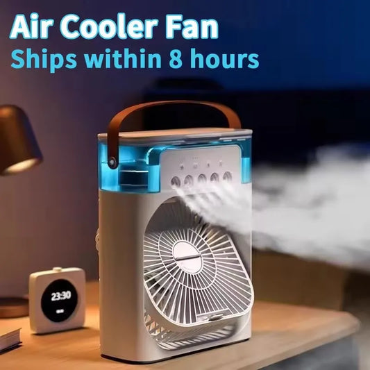 ❄️ Ventilateur Mini Climatiseur 3-en-1 Portable – Humidificateur & Lumière LED