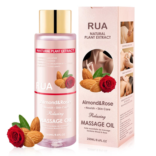 🌿 Huile de Massage Relaxante 255 ml – Amande & Rose | Hydratante & Apaisante