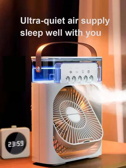 ❄️ Ventilateur Mini Climatiseur 3-en-1 Portable – Humidificateur & Lumière LED