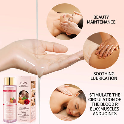 🌿 Huile de Massage Relaxante 255 ml – Amande & Rose | Hydratante & Apaisante