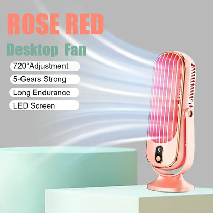 🌬️ Ventilateur de Bureau Portable – Refroidisseur d'Air 360° à 5 Vitesses