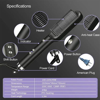 ✨ Brosse Lissante Électrique ROFAELEC – Céramique Chauffante Rapide &amp; Antibrûlure