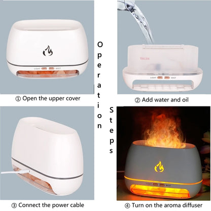 🔥 Diffuseur d'Arômes Ultrasonique Mini – Effet Flamme 3D & Brume Apaisante