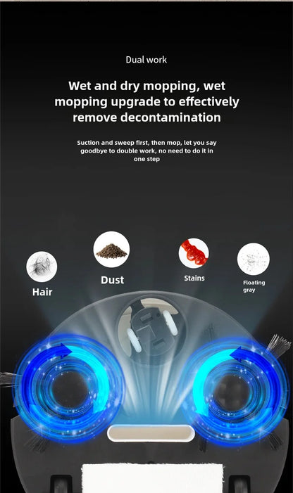🤖 Robot Aspirateur Intelligent 3-en-1 – Aspiration, Balayage & Lavage Automatique